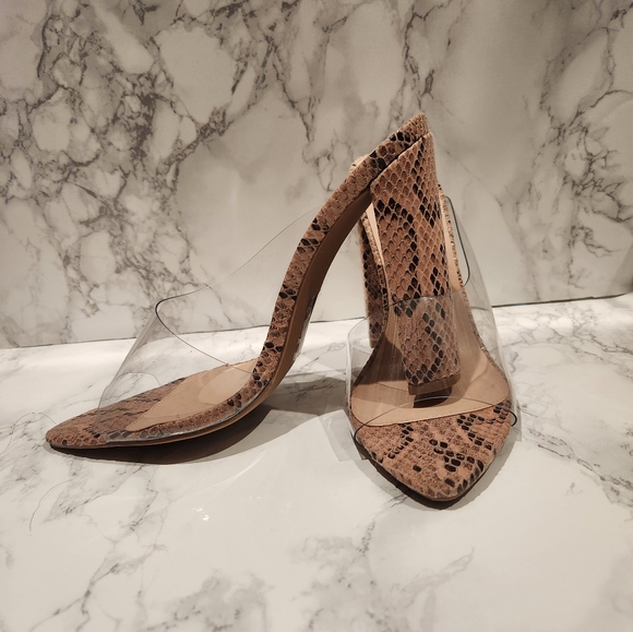 Qupid Size 7 Clear Mule with Chunky Heel - Picture 1 of 1